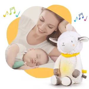 צעצוע קטיפה כבשים חמוד מכונת עריסת שינה סיוע לשינה רעש לבן אור לילה נייד שינה מרגיע תינוק ממולאים בעלי חיים צעצוע קטיפה