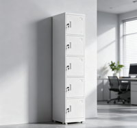 Casier de rangement en acier à 5 niveaux, armoire métallique verrouillable à 5 portes, casier personnel vertical mince pour le personnel de bureau et d'usine