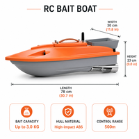 Perahu Umpan Plastik Portabel dengan Baterai Isi Ulang, Motor Ganda, GPS, dan Tombol Kembali Satu Sentuhan untuk Memancing di Danau dan Kolam