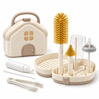 Ensemble de brosses à biberons en silicone personnalisées OEM avec étui de rangement et support de séchage pour la vente en gros