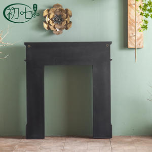 American Style Console Table Wood <b>Black</b> Manual Spray <b>Paint</b> Entryway Foyer Living Room Decor <b>Fireplace</b> Shelf - Product Image 3