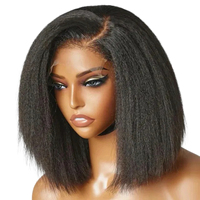 Perruques Bob Lace Front Transparentes Kinky Straight Pré-Pluckées 100% Cheveux Humains Noir Naturel Plusieurs Longueurs Disponibles