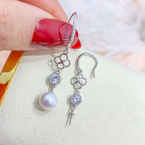 Accesorios de Plata S925 para DIY con Perlas, Joyería de Plata de Moda, Aretes con Cuentas Redondas de 8-11 mm, Bandeja Vacía para Aretes 20922 - Product Image 2