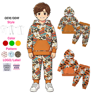 Ensemble 2 pièces de survêtement et pantalon en coton éponge de bambou pour enfants, style occidental, pour <span class=keywords><strong>Halloween</strong></span>, pour bébés garçons, avec sweats à capuche - Product Image 1