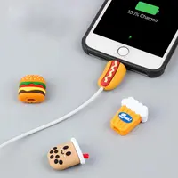 2022 yeni tasarımlar PVC silikon şarj aksesuarları sevimli komik karikatür USB şarj kablosu koruyucu için iPhone