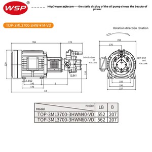 Pompe à eau haute pression et haute puissance pour le refroidissement des machines-outils, modèle TOP-330HW-VD, fabriquée directement par le fabricant, origine Chine continentale, haute performance - Product Image 3