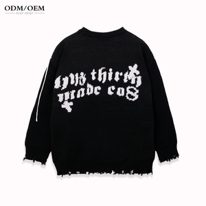 Custom Logo OEM ODM Men's Winter Crewneck Pullover Sweater Jacquard <b>Pattern</b> Anti-Wrinkle <b>Knit</b> 100% Cotton - Product Image 2