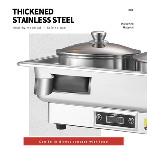 Điện tử súp <span class=keywords><strong>chafer</strong></span> 2-nồi thương mại súp ấm trạm Vòng thực phẩm máy chủ chafing món ăn nồi có nắp đậy cho tự chọn phục vụ - Product Image 3
