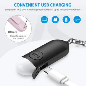 <span class=keywords><strong>Alarme</strong></span> personnelle compacte rechargeable USB à sirène puissante et lumière stroboscopique LED, porte-clés pour la sécurité des femmes en <span class=keywords><strong>marche</strong></span> nocturne – Meilleure vente - Product Image 5