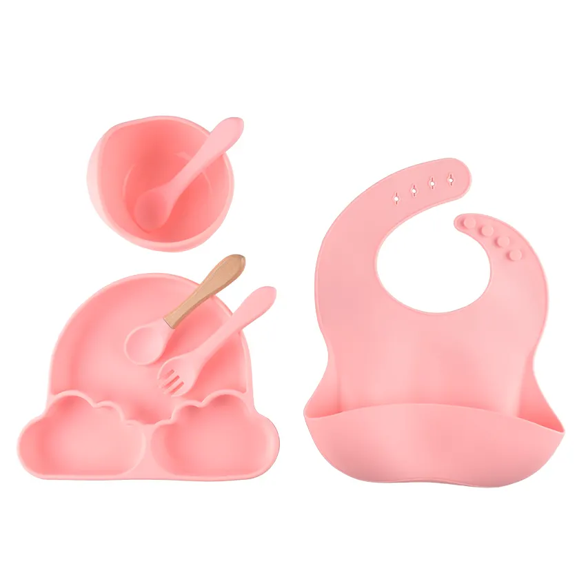 Gobelet en Silicone pour bébés, de qualité alimentaire sans BPA, pointes souples, cuillère et bol d'entraînement doux, ensemble d'alimentation pour nourrissons, 100%