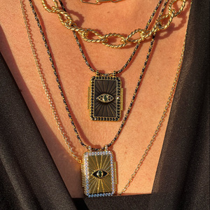 Sun Moon ottet Love Heart Planet Eye ciondolo intarsiato di zirconi tarocchi collana per le donne gioielli di moda in acciaio inox - Product Image 3
