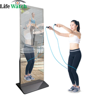 Espejo Inteligente Mágico de 43 Pulgadas con Pantalla Táctil Android, Espejo Digital Publicitario con Base Metálica para Gimnasio