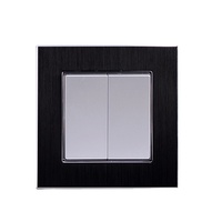 Interruptor de Pared de 2 Vías y 2 Botones, Estándar Europeo, Acero Inoxidable, Panel Táctil, Aluminio Cepillado, 10A, 220-250V~