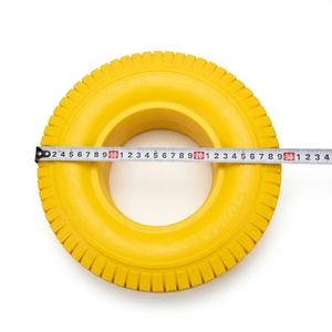 Roue en mousse PU de 10 pouces 4.10/3.50-4 avec jante métallique <span class=keywords><strong>pour</strong></span> buggy de plage, <span class=keywords><strong>chariot</strong></span> à sable, <span class=keywords><strong>kayak</strong></span>, <span class=keywords><strong>chariot</strong></span> à roulettes, tout-terrain, anti-crevaison, sans traces - Product Image 4