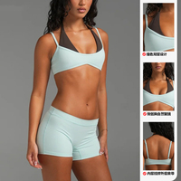 Soutien-gorge de sport pour femme à maintien élevé, bicolore, avec design halter intégré, respirant, bretelles réglables, pour la course, le fitness et le yoga