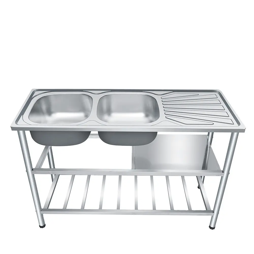 LS-12050 de cocina de acero inoxidable, fregadero con montaje bajo, Doble