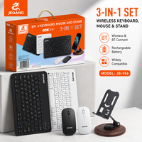 Mouse dan Keyboard Nirkabel BT Universal 3 in 1 dengan Dudukan Desktop, Set Bisnis Isi Ulang untuk Tablet dan Ponsel