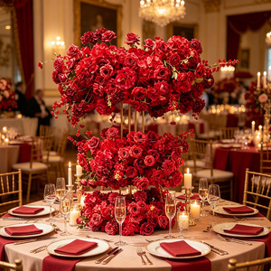DKB Artificial <b>Flowers</b> Decor Wholesale Artificial Red Rose <b>Flower</b> Runner for Wedding Aisle Back School Events - Product Image 1