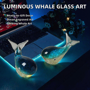 Arte en Vidrio Soplado de Ballena Luminosa Ecológica, Obra de Arte de Animal Marino para Regalo de Navidad o Cumpleaños, Decoración de Escritorio - Product Image 2