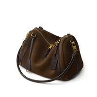 Tas Selempang Kulit Asli Boston Berkualitas Tinggi untuk Keahlian Kerajinan Tangan Premium Wanita dari Pabrik