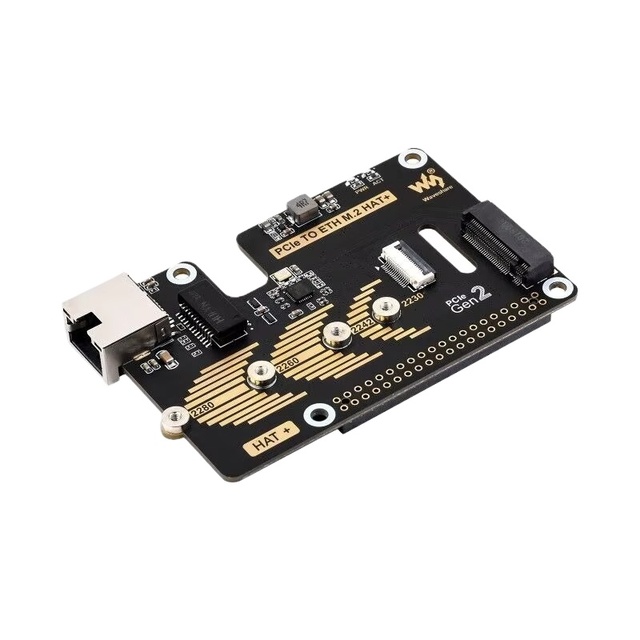 PCIe ETH HAT+ Waveshare Adapter for Raspberry Pi 5 Compatible 2280/2260/2242/2230 Size NVMe M.2 SSD High-speed Read