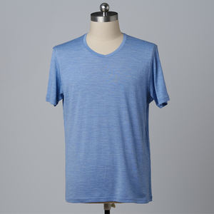 T-shirt mérinos OEM 100% col en V respirant résistant aux taches séchage rapide couche de base souple entraînement t-shirt personnalisé - Product Image 4