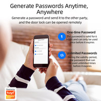 Serrure Intelligente Tuya en Gros, Alliage de Zinc Noir, Empreinte Digitale, Application pour Sécurité Renforcée, Autonomie de 12 Mois, Carte Mémoire, Câble USB