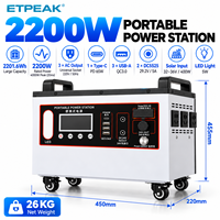 Centrale Électrique Portable LiFePO4 2200W 2201.6Wh, Générateur Solaire MPPT à Onde Sinusoïdale Pure avec Lampe Torche pour Voiture, Camping, VR et Sauvegarde Domestique