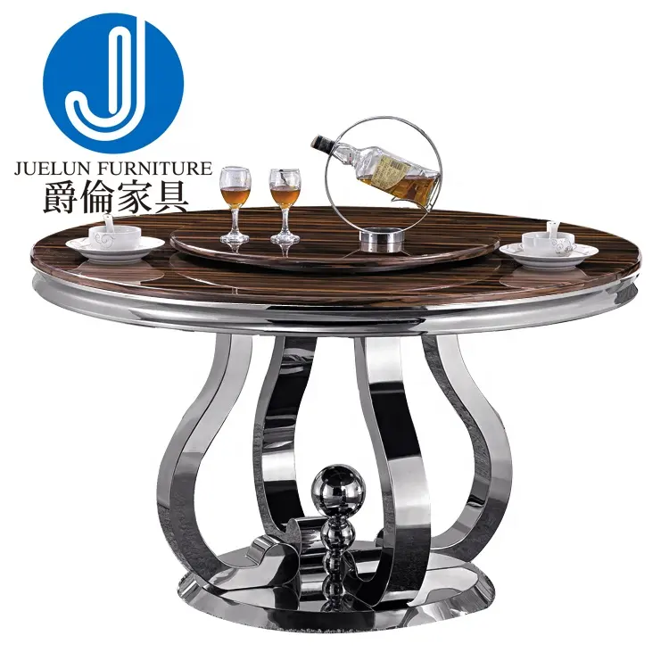 Luxury Decorative Furniture Silver Stainless Steel Metal Wedding Round Turntable Table