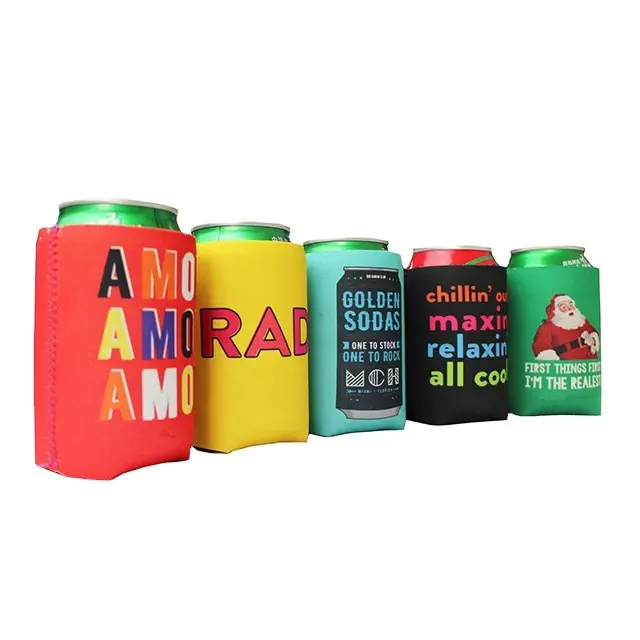 Promotional Wholesale Custom Logo Foldable Sublimation Blank 12Oz Insulated Sleeve Neoprene Beer Can Cooler
