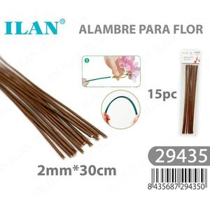 Filo Floreale Ilan 2mm 30cm Marrone 15 Pezzi per Composizioni Floreali - Product Image 1