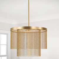 Lustre LED moderne de luxe en laiton vieilli avec franges, style antique, pour villa, salon, bar, hôtel, espace commercial