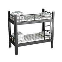 Lit superposé en métal robuste pour enfants et dortoirs, lit double gain de place avec barrière de sécurité, échelle antidérapante et pieds épaissis
