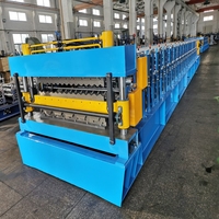 Máquina perfiladora de paneles de teja metálica de doble capa con control PLC, motor, bomba y rodamientos