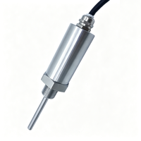 Transmitter Sensor Suhu PT100 Tahan Air IP67 Kabel Langsung 4-20mA RS485 Ulir G1/2 Probe 6x100mm untuk Pipa Luar Ruangan