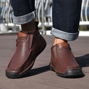 New Luxury Genuine Leather P-6000 <strong>Sneakers</strong> Flat <strong>Zip</strong> Fashion Cowhide Men Shoes Trending 47 48 Big Size Export European Factory - Product Image 4
