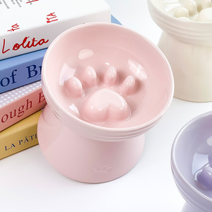 Mangkuk kucing keramik Premium dengan dekorasi cetak kaki - Product Image 4