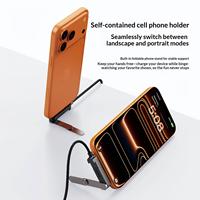 Cable USB C 3 en 1 de 60W con Soporte Plegable para Teléfono, Carga Rápida PD, Cable de Datos Trenzado Tipo C a USB C para Smartphone y Tablet