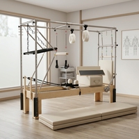 Cama de Pilates Reformer 3 en 1 de Alta Gama, Profesional, Multifuncional, de Madera de Arce Premium, Combinación Cadillac