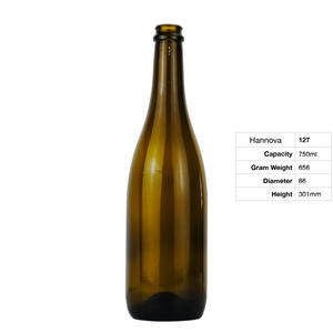 750ml Botellas vacías de Borgoña Botella de vino ligera Verde oscuro 750ml Botella de champán/copa de vino con corcho - Product Image 2