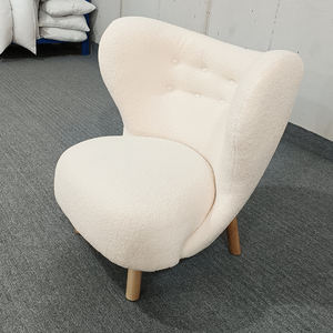 Sofá individual de tela para sala de estar, <span class=keywords><strong>sillón</strong></span> blanco moderno, patas de madera - Product Image 6