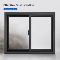 Ventana Corredera de Aleación de Aluminio Estándar Americano, Doble Vidrio Templado, Resistente a Huracanes, para Instalación Exterior en Villas