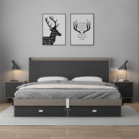 Chine en gros lit ensemble mobilier multifonctionnel reine king size lit cadre de panneau double lit coffre avec soulever conception simple