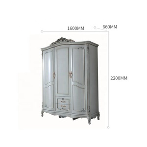 Armario Esmeralda antiguo de lujo europeo de <span class=keywords><strong>tres</strong></span> puertas hecho a mano de madera maciza con tallado en oro muebles de dormitorio francés para uso doméstico - Product Image 5