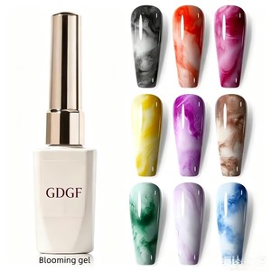 Vernis à ongles gel UV transparent dégradé 12g en gros avec effet imprimé floral marbré aquarelle, végétalien et écologique, pour French Manucure - Product Image 3