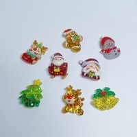 Figurines de Noël en résine, mignonnes et colorées, avec Père Noël, sapins, rennes, bonhommes de neige et clochettes, ornées de strass à dos plat, pour scrapbooking, décoration DIY et loisirs créatifs