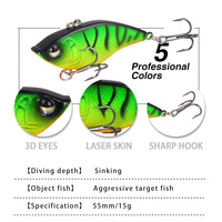 Vib spoon – leurre de pêche swimbait, leurre à manivelle sans lèvre, 5cm/15g