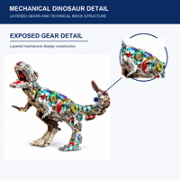 Modèle de dinosaure mécanique personnalisé en blocs de construction avec détails d'engrenages, jouet de construction DIY pour adolescents de 12 ans et plus