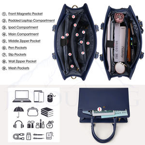 새로운 여성 노트북 가방 방수 경량 15.6 ''가죽 대용량 컴퓨터 비즈니스 사무실 서류 가방 토트백 핸드백 - Product Image 2