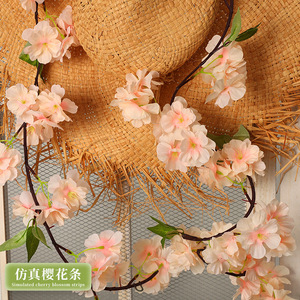 ดอกซากุระประดิษฐ์แบบเส้นยาว 100 ซม. 200 ซม. รูปแบบพวงมาลัย สำหรับตกแต่งงานแต่งงาน ดอกไม้พลาสติกสีขาว สำหรับตกแต่งภายใน ฝ้าเพดาน ระเบียง - Product Image 2